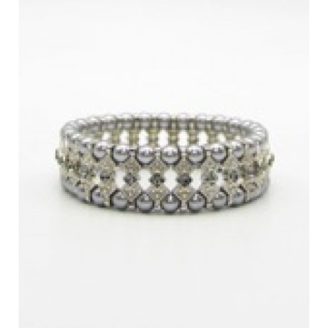 Grey Pearl Beaded Bridal Bracelet